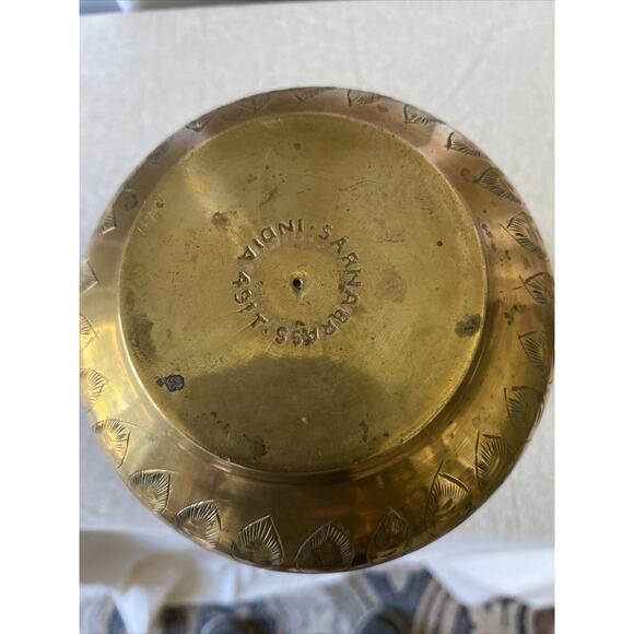 Saran Brass/pewter Pitcher Vase Made In India 491T 5.5” Tall - Picture 5 of 5